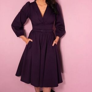 Vixen By Micheline Pitt Bawdy Swing Dress in Eggplant